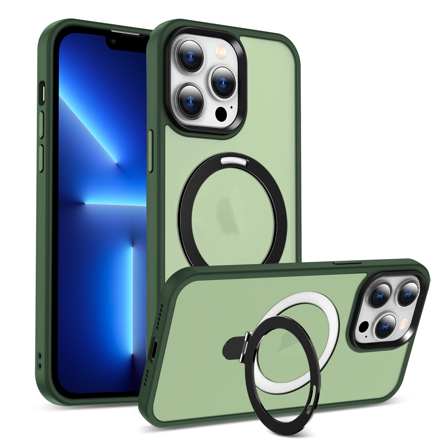 Pro iPhone 13 Pro Max 6,7palcový magnetický neviditelný stojánek na telefon Pouzdro na PC TPU ochranný kryt proti pádu kompatibilní s MagSafe Pro iPhone 13 Pro Max 6,7palcový magnetický neviditelný stojánek na telefon Pouzdro na PC TPU ochranný kryt proti pádu kompatibilní s MagSafe